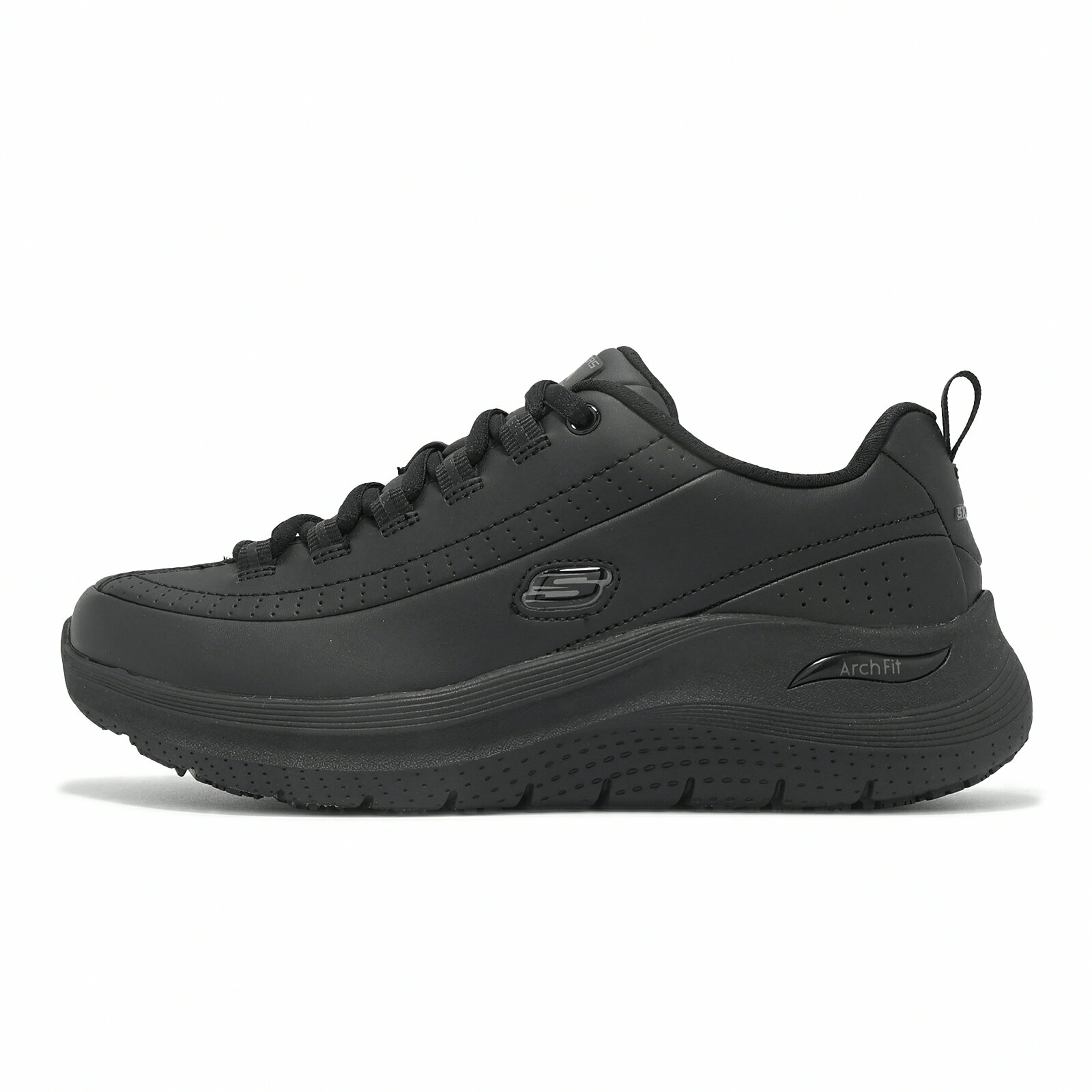 Skechers 工作鞋 Arch Fit 2.0 SR 女鞋 黑 支撐 緩衝 抗電 防滑 全黑 休閒鞋