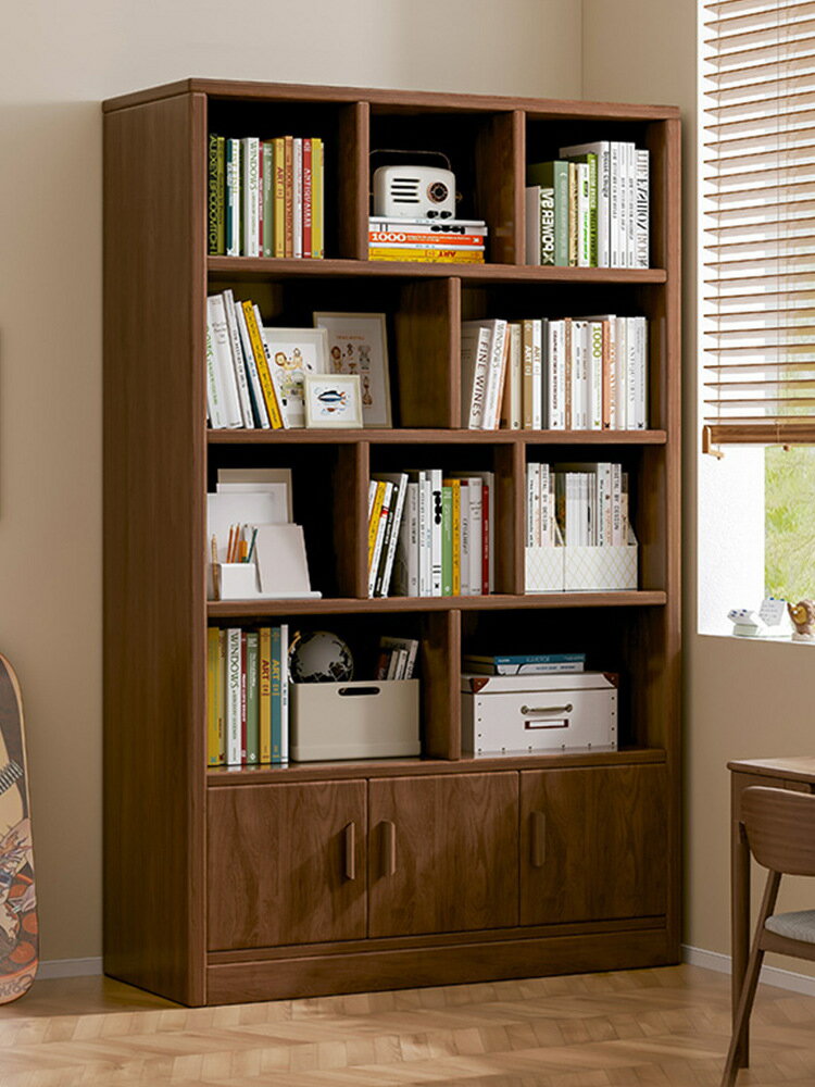 書架 書櫃 書桌 實木書架置物架落地簡易櫃子靠墻客廳多層儲物櫃學生收納家用書櫃