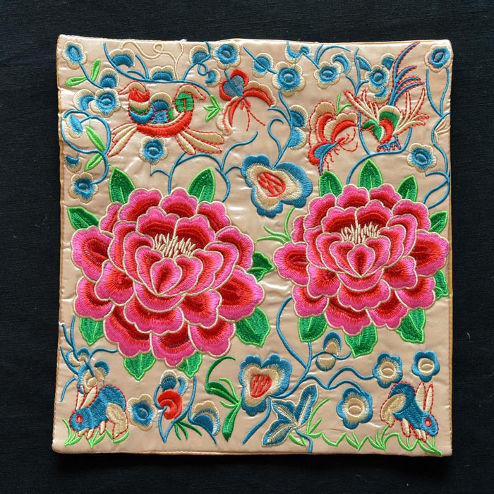 中式民族風繡片牡丹花紅色工藝刺繡鼠標墊電話墊 外事禮品 5