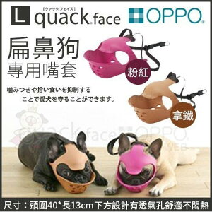日本 OPPO quack face 扁鼻狗專用嘴套 L號【免運】 粉紅/拿鐵 犬用嘴套『WANG』