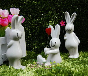 可愛家居飾品 陶瓷12十二生肖擺件 花園新房瓷器兔子婚慶禮品玉兔1入