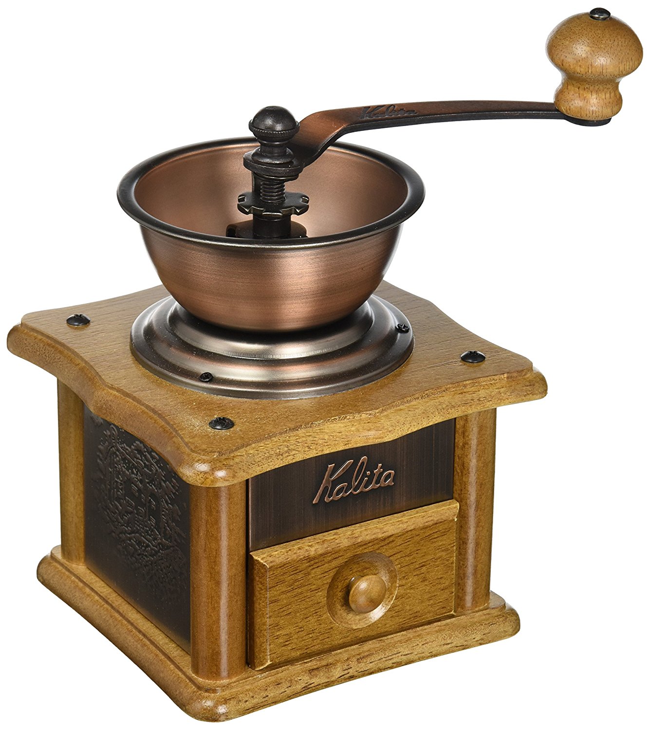 日本正規品代購 KALITA AC-1 銅板手搖磨豆器 鑄鐵磨芯 銅製 附抽屜