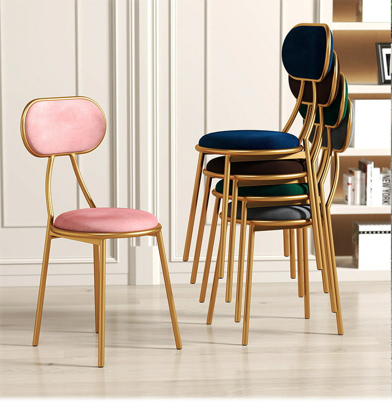 北歐網紅ins化妝椅家用餐椅臥室梳妝凳美甲凳時尚簡約靠背椅子