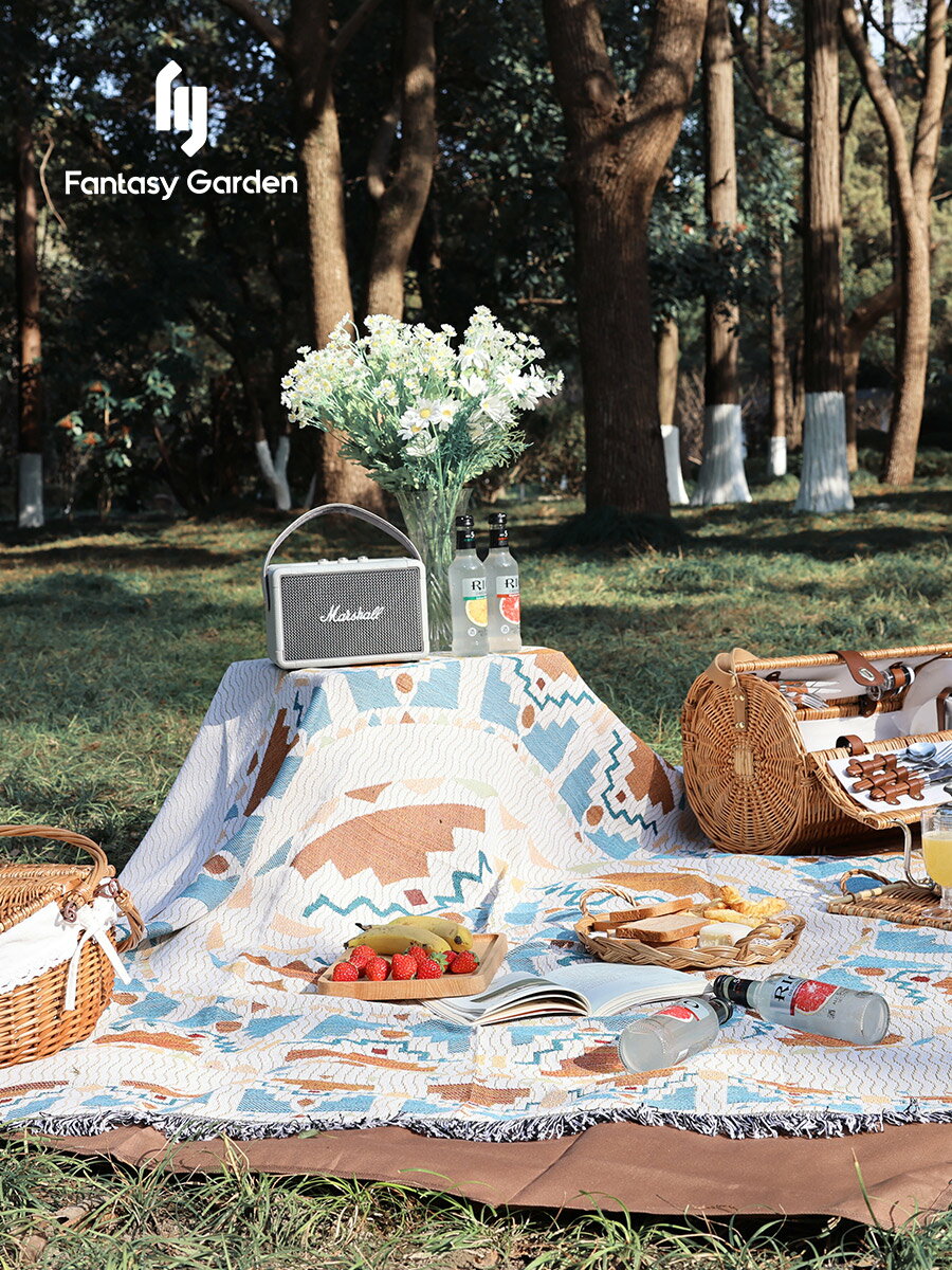 Fantasy Garden夢花園戶外野餐毯加厚便攜雙層防潮地墊布露營用品