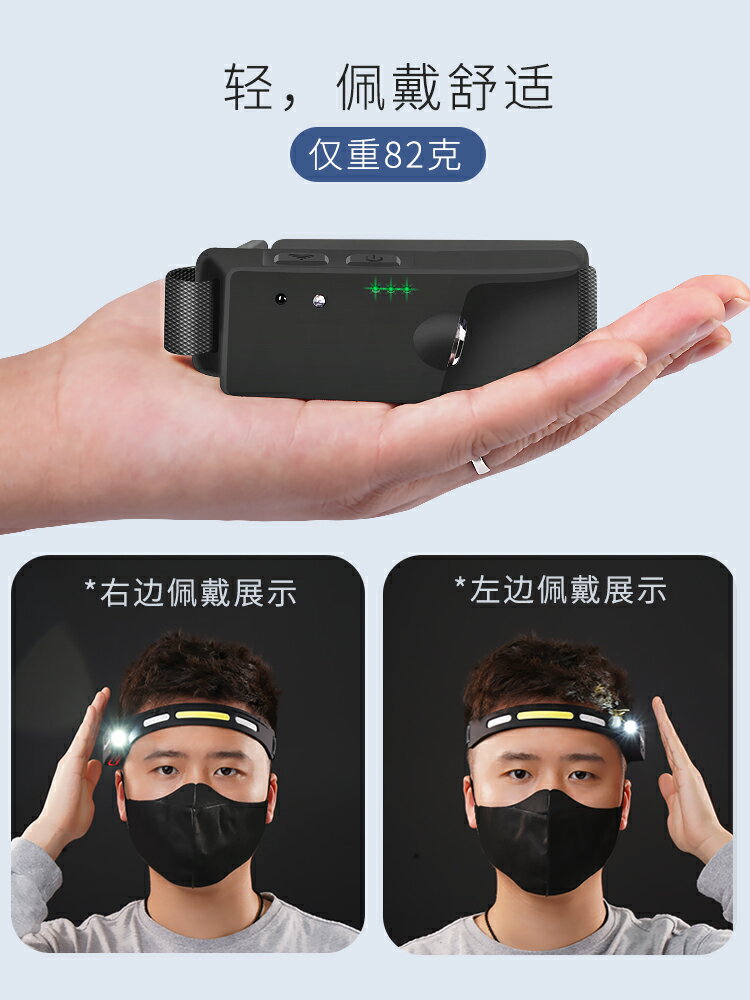超輕小號夜釣感應頭戴式頭燈led強光充電超亮釣魚專用電工鋰電池