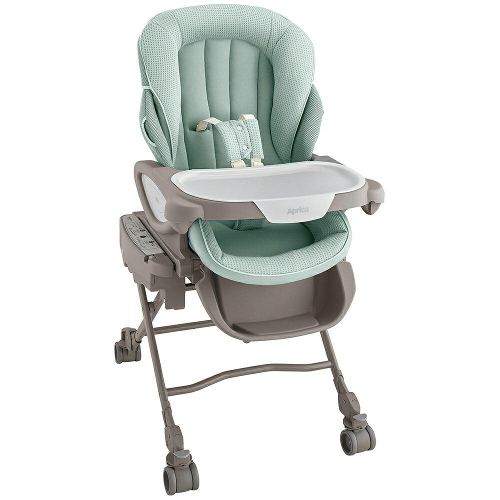 日本 Aprica 0-4歲電動安撫餐搖床椅  YuraLism Auto Premium 旗艦款 綠拿鐵GN 1