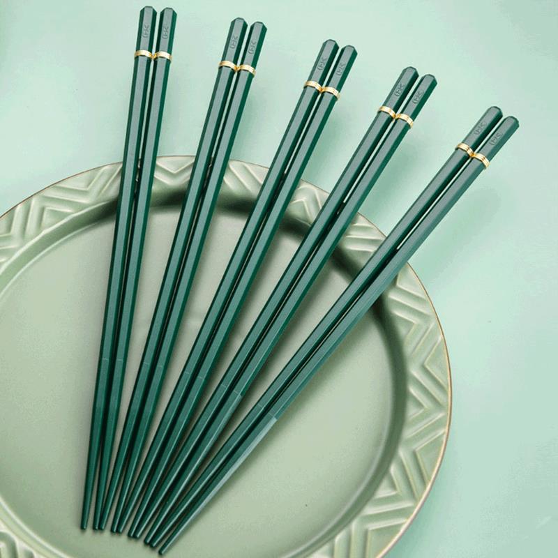 合金筷子綠色家用日式尖頭防滑防霉高檔耐高溫精品高端北歐輕奢風