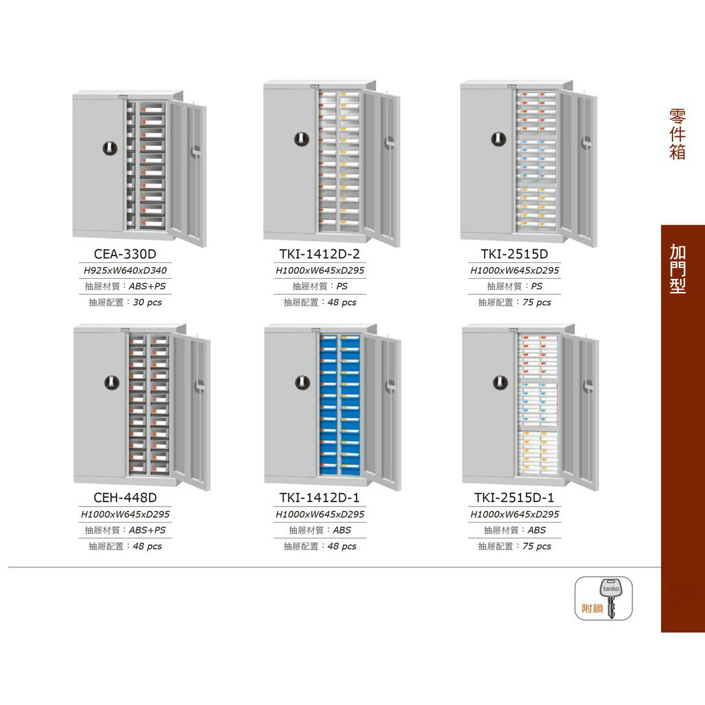 【天鋼】零件箱-加門型 CEA-330D CEH-448D TKI-1412D (收納櫃 置物櫃 抽屜零件櫃 分類盒)