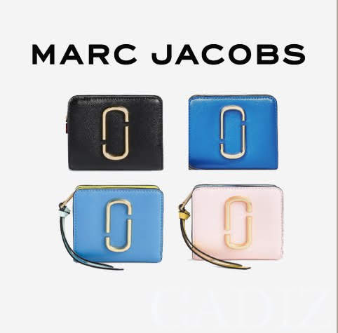 美國正品Marc jacobs Snapshot Mini Compact Wallet 黑籃粉拉鍊短夾M0013360