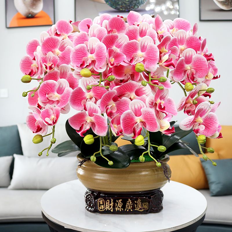 免運/快速出貨 仿真花擺件 假花 模擬盆栽 裝飾花藤 仿真花高檔手感PU蝴蝶蘭室內客廳落地擺設花電視櫃玄關辦公室假花 可開發票