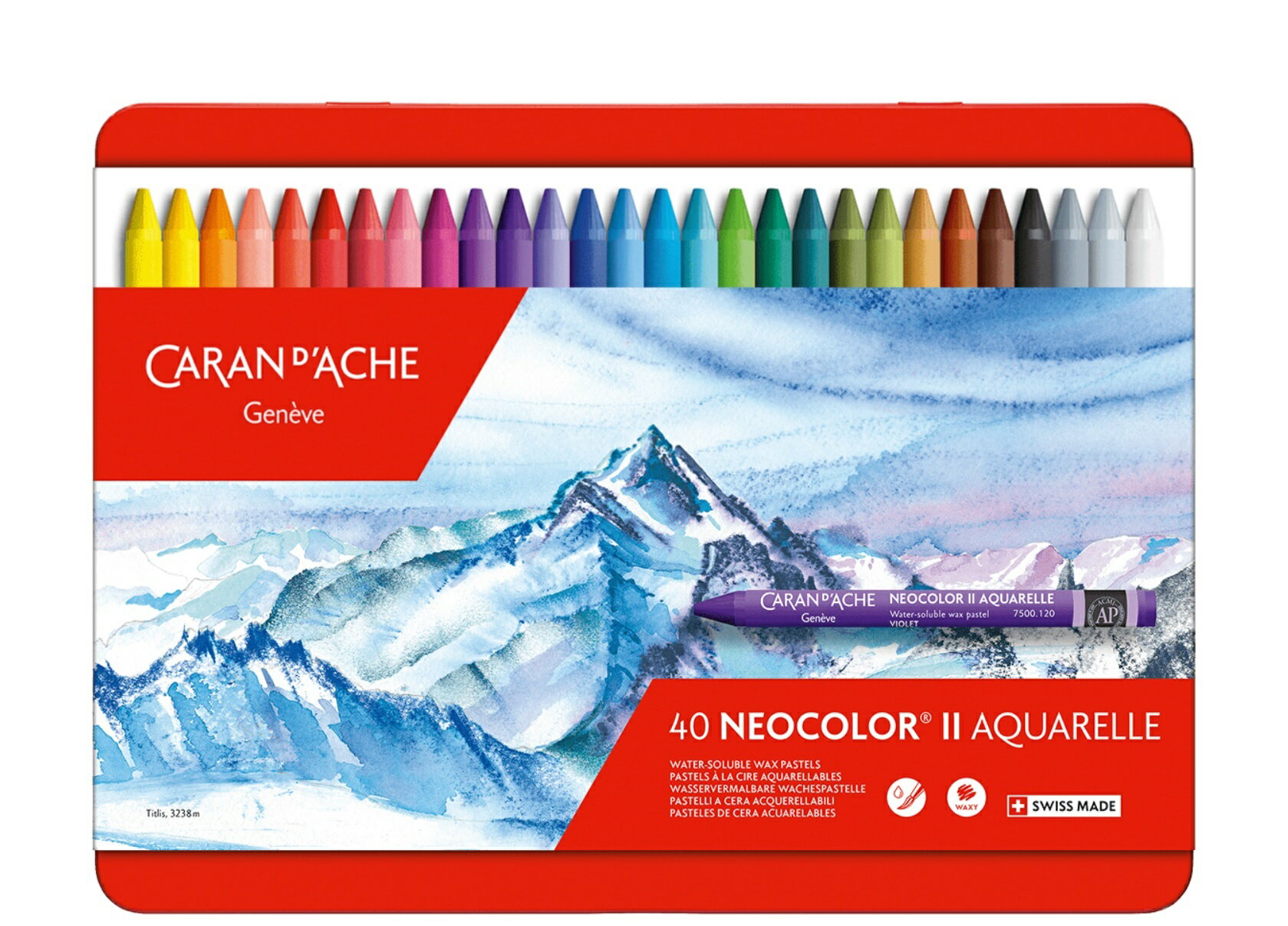 瑞士 CARAN D'ACHE 卡達 NEOCOLOR™ II 專業級水性蠟筆40色 7500.340【領券滿額再折千8/31止】