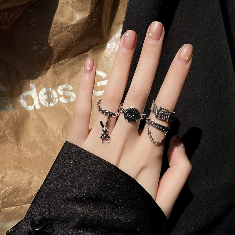歐美復古戒指女小眾設計時尚個性ins潮冷淡風開口戒嘻哈食指指環