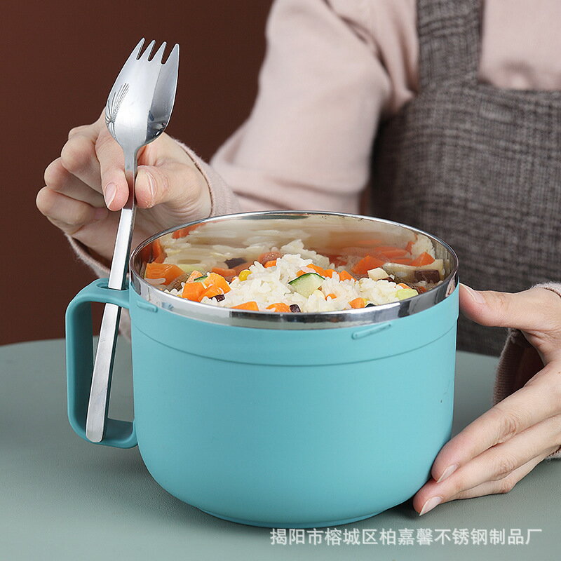 304不銹鋼泡面碗帶蓋快餐杯多層飯碗食堂日式碗學生宿舍泡面杯 4
