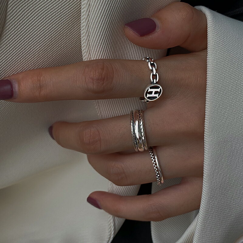 925純銀戒指女ins潮小眾設計感時尚復古冷淡風泰銀輕奢個性食指男 4