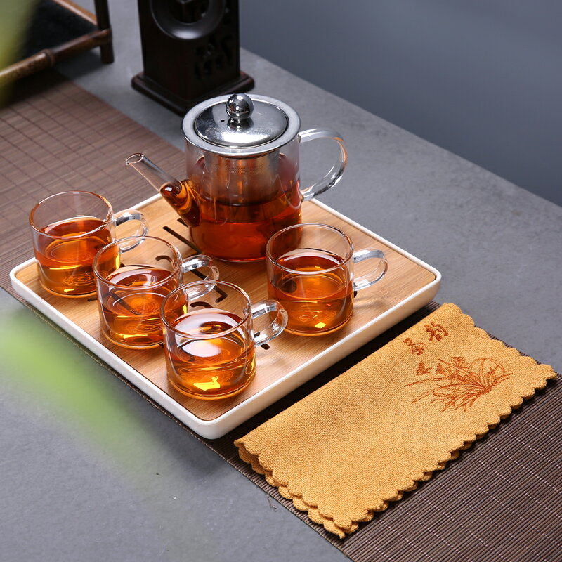 耐熱玻璃過濾茶壺便攜旅行式茶具套裝收納包一壺四杯整套茶盤家用
