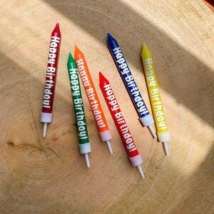 粉彩調皮蠟筆造型 HAPPY BIRTHDAY BD字母蠟燭 (橘/黃/藍/紅/綠/草綠)