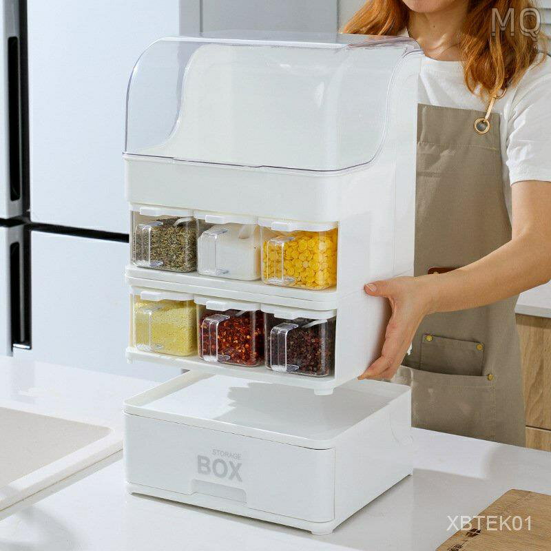 全新 大容量家用廚房用品收納盒多功能廚房調味盒置物架佐料罐瓶套裝