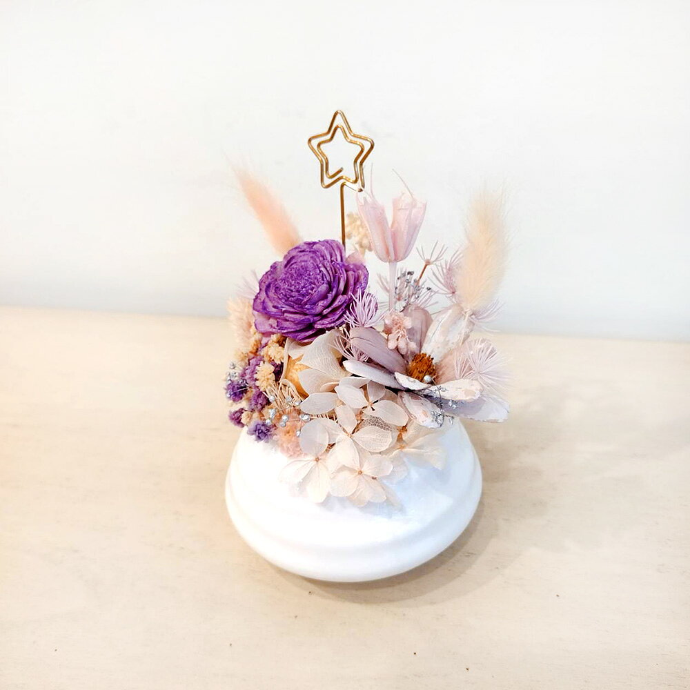 萩蒔花花藝x覓品竹北手作店-乾燥花x永生花創作花盆/花器-紫色系-附照片夾 2