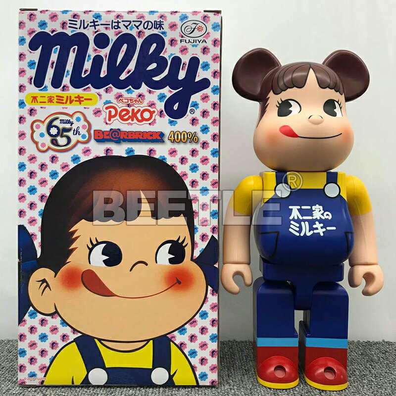 現貨 BEETLE BE@RBRICK FUJIYA PEKOLA CHAN 不二家 PEKO 牛奶妹 65周年 庫柏力克熊 400%