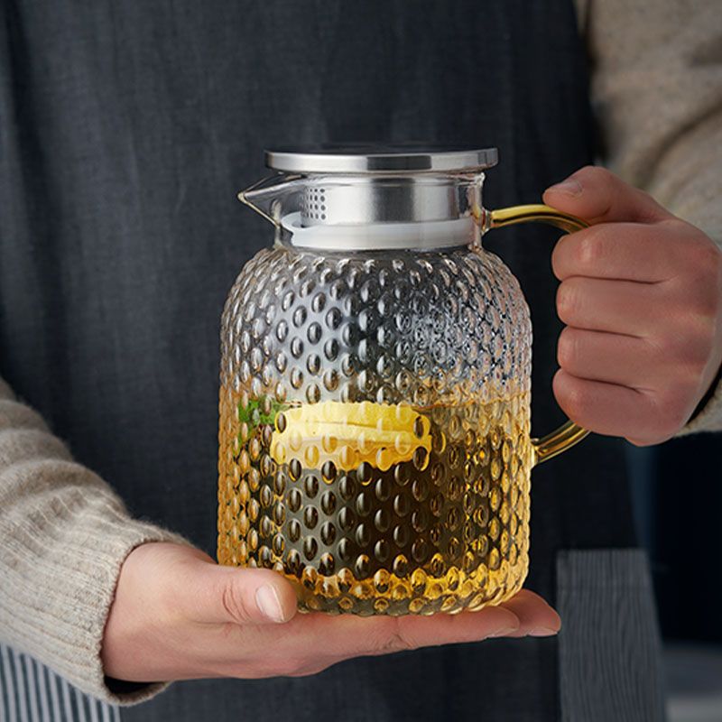 優樂悅~玻璃茶壺水壺耐高溫耐熱家用大容量透明米粒泡茶壺茶具套裝防爆手沖壺 茶壺