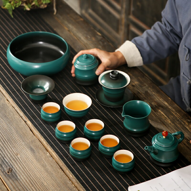 家用功夫茶具整套現代簡約陶瓷泡茶壺茶杯茶洗茶葉罐辦公室套裝