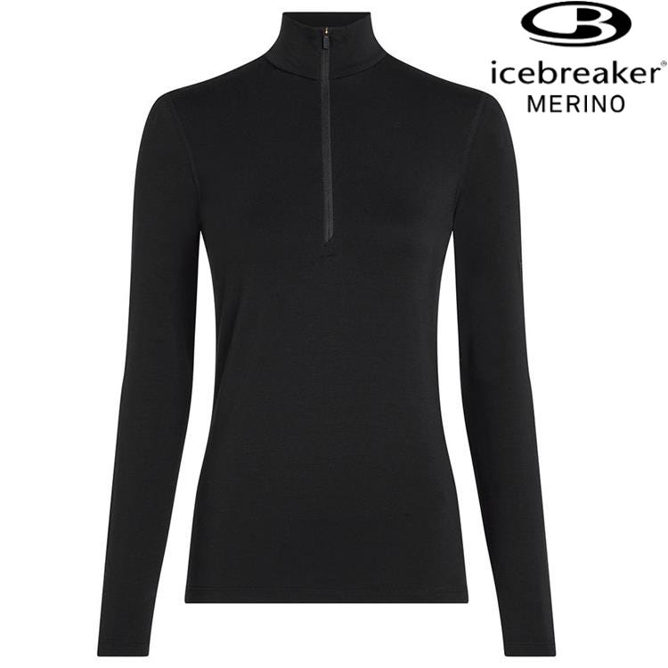 活動價 Icebreaker Core Heavyweight 女款 天絲美麗諾羊毛半開襟長袖上衣 0A575H 001 黑
