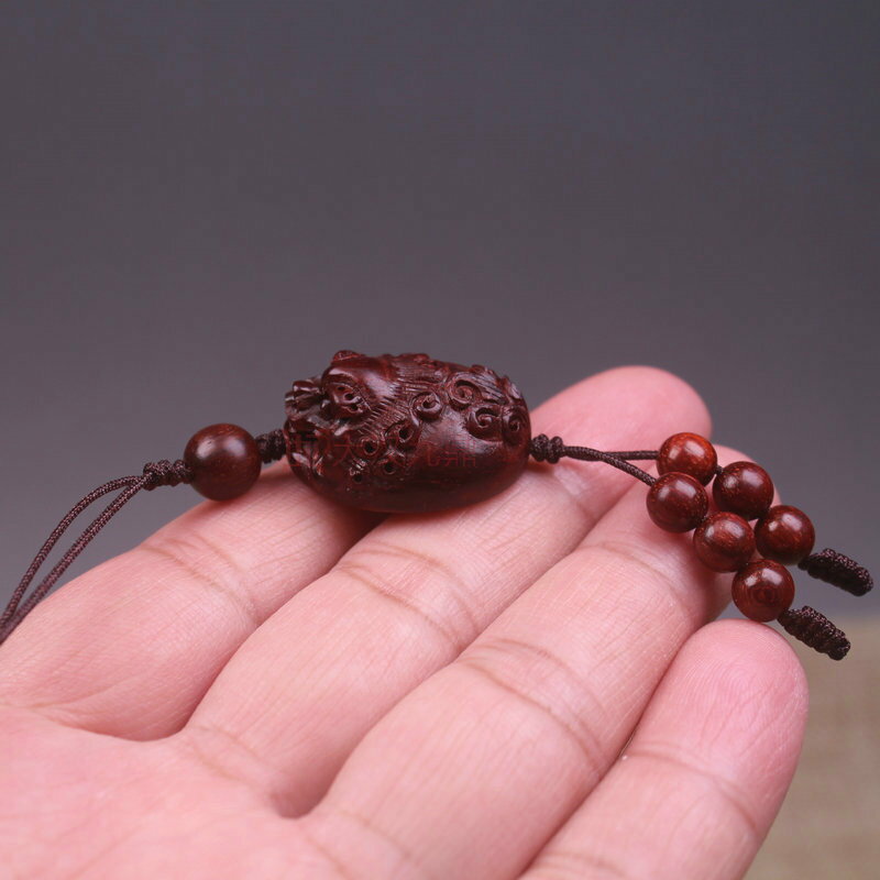貔貅頭手串佛珠 手工雕刻 印度小葉紫檀木佛珠手鏈