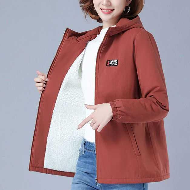 女2021冬季新款韓版寬松大碼加絨加厚防寒保暖連衣帽風衣外穿