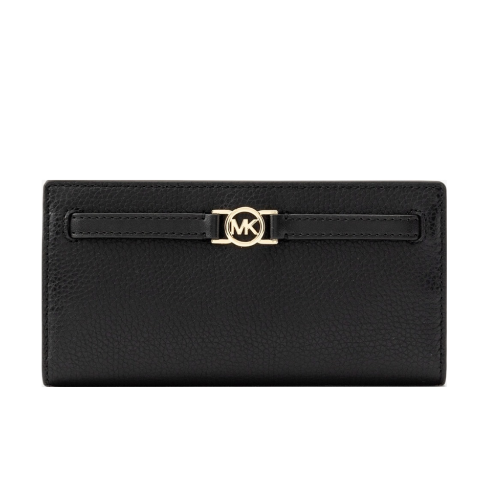 MICHAEL KORS 對摺長夾 卡片夾 鵝卵石紋真皮 長夾 皮夾 M82540 黑色MK(現貨)▶指定Outlet商品5折起☆現貨【送禮首選★APP下單點數4倍送】