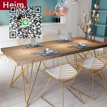 北歐 風 格實木 餐桌 網紅長 桌子 簡 易長方形現代 簡約 鐵藝 餐廳 桌椅 組合