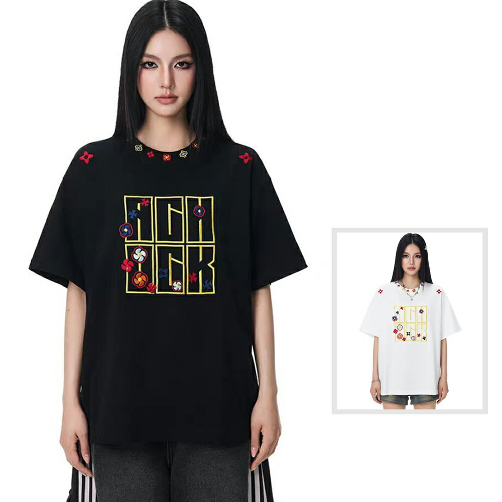 ＊ORead＊圓領刺繡短袖T恤上衣(2色M~2XL)【限定加碼✿全館滿額再折】