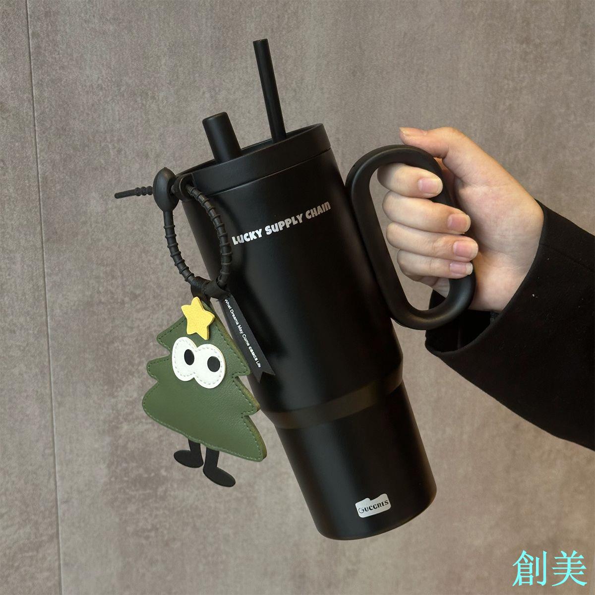 絢青316新款不銹鋼保溫杯大容量水杯子吸管水杯車載隨行咖啡杯女-創美