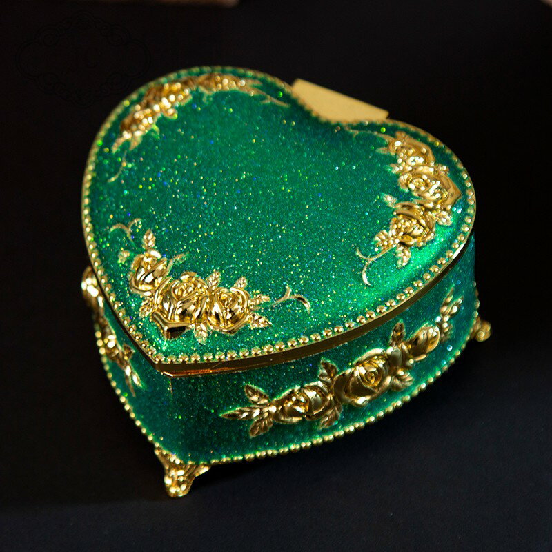 復古創意彩色公主金屬心形首飾盒迷你高檔珠寶戒指耳環梳妝臺收納