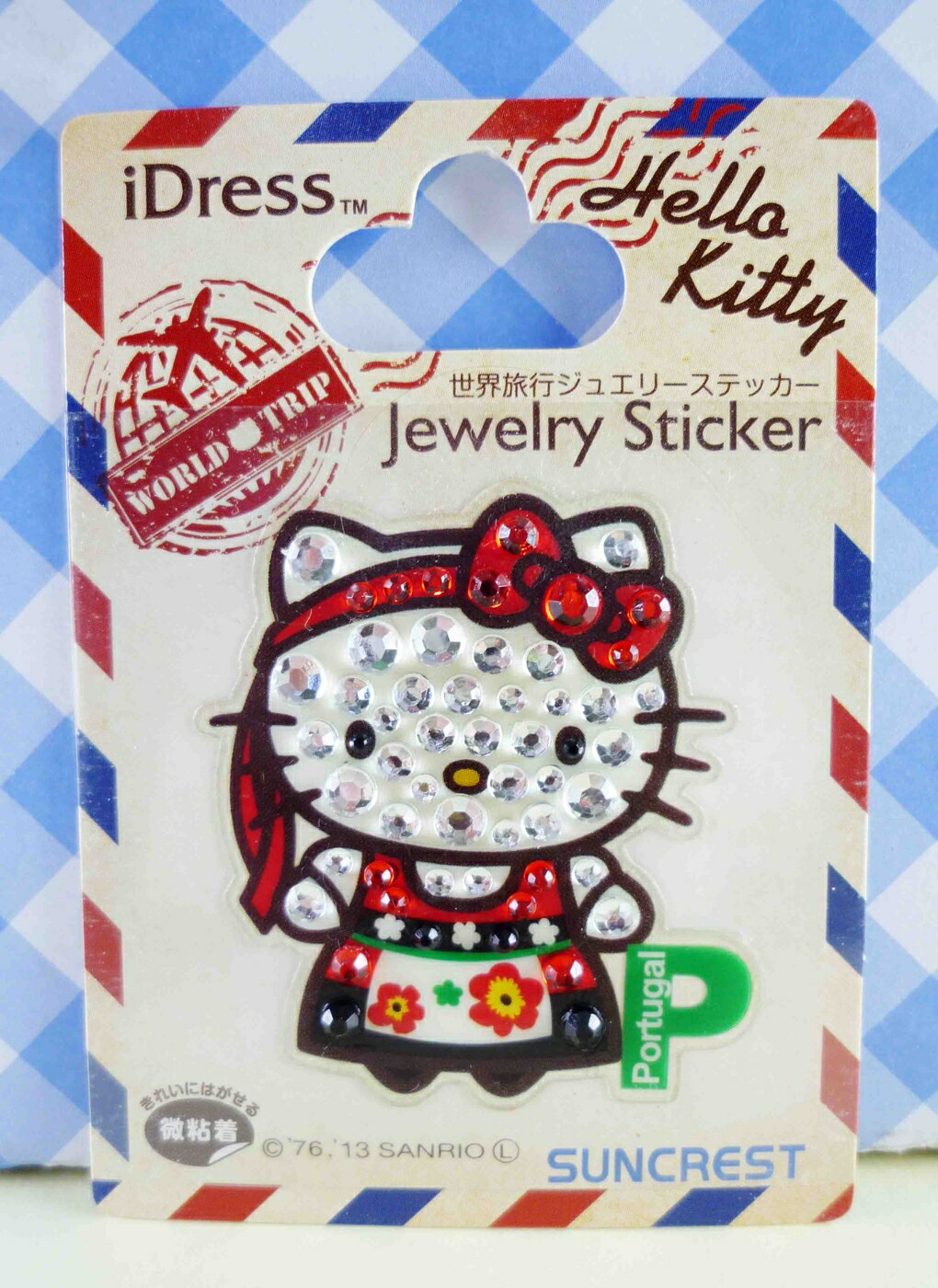 【震撼精品百貨】Hello Kitty 凱蒂貓 KITTY鑽貼紙-地球村系列-葡萄牙裙子 震撼日式精品百貨