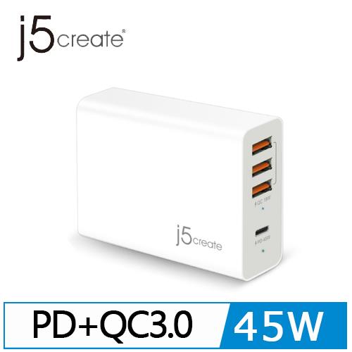 j5create 4-Port USB PD3.0+QC4.0智慧型快速充電器-JUP4263