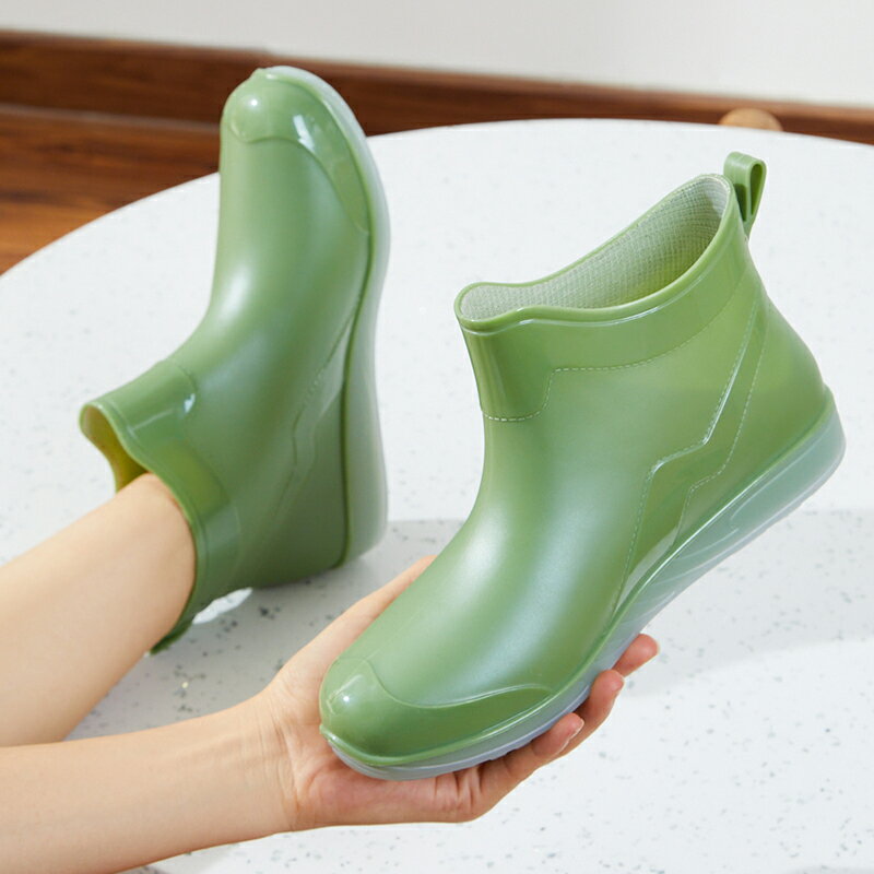 雨鞋 女短筒膠鞋 外穿防水鞋 雨季洗車工作防滑雨靴【不二雜貨】