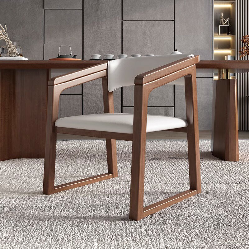 新中式實木茶椅輕奢餐椅家用帶扶手椅主人椅餐桌茶室泡茶椅子高端