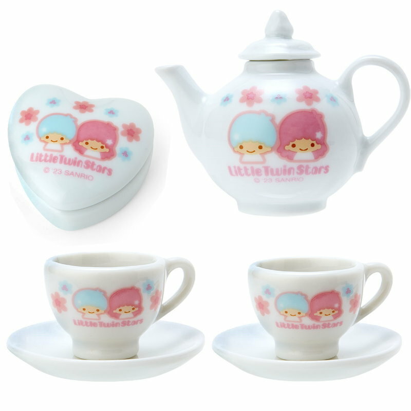 asdfkitty*雙子星迷你陶瓷下午茶擺飾(1個茶壺.2個茶杯.1個糖罐)裝飾品 娃娃屋 扮家家酒-日本正版商品