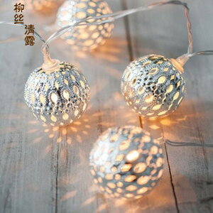 圣誕裝飾燈光影效果鏤空圓球LED彩燈串圣誕樹燈圣誕花環燈LED串燈