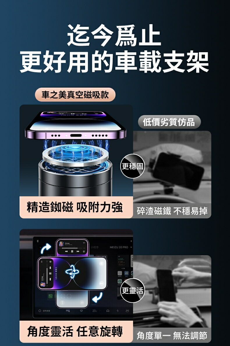 吸盤手機架 萬向 磁吸 360度旋轉 手機支架 磁吸手機架 車用手機架 磁吸支架 無須充電 Q12 2