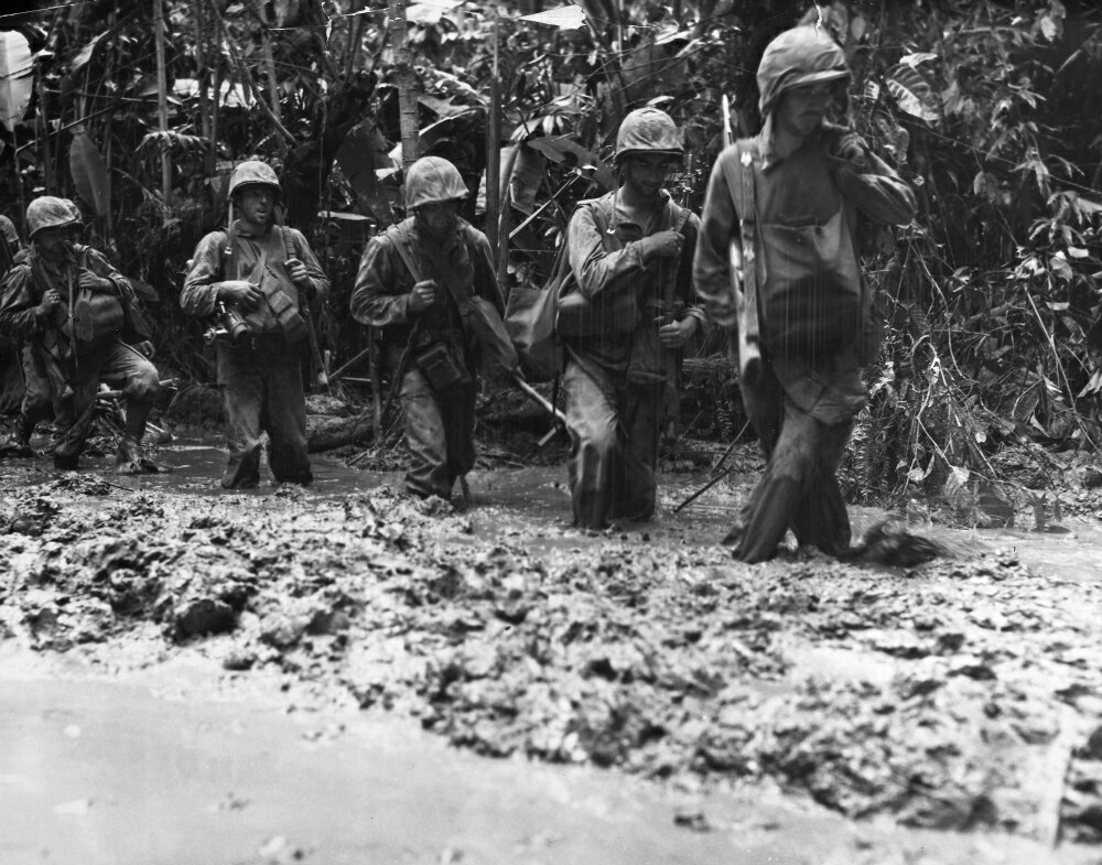 Posterazzi World War Ii Bougainville NuS Marines March Through Mud On   11afe89e1854ab3a295add 