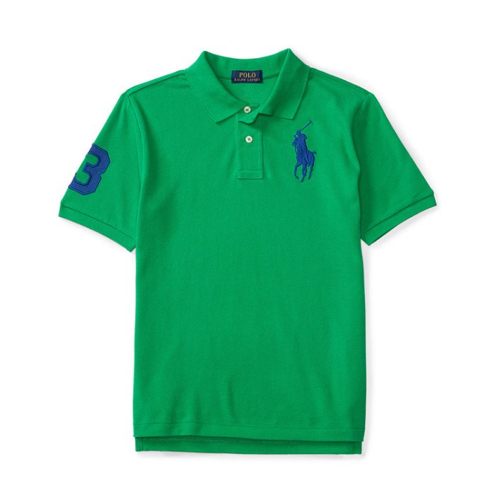 美國百分百【Ralph Lauren】Polo 衫 RL 短袖 網眼 上衣 寶藍大馬 男款青年版 XS S號 綠色 B003