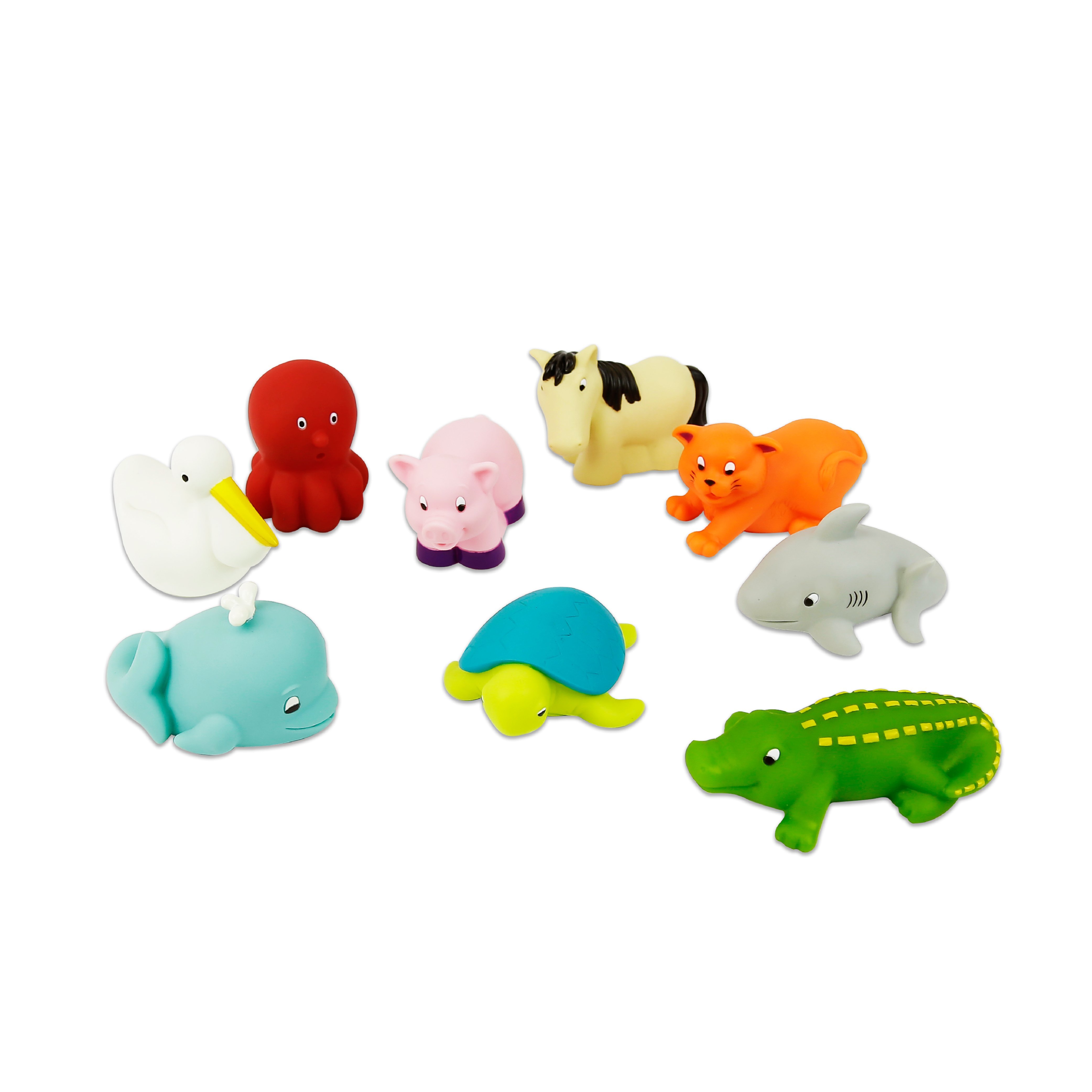 【美國B.Toys感統玩具】《 BATTAT 》洗澡玩具_烏龜與朋友們 (9pcs)【紫貝殼】