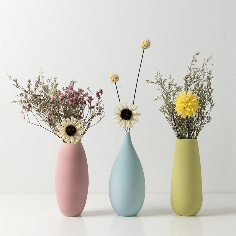 現代簡約客廳創意插花擺件家居干花仿真花裝飾品陶瓷花瓶餐桌擺設