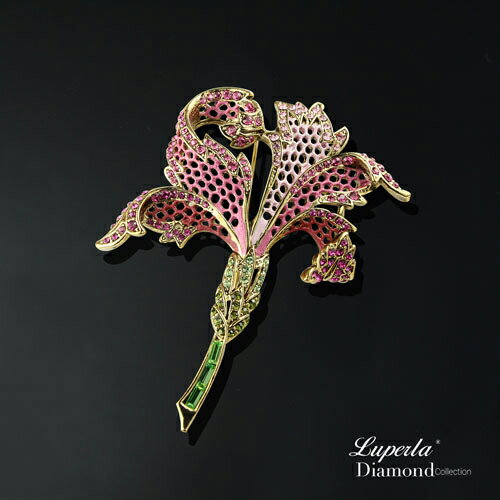 大東山珠寶 璀璨花園系列 手繪彩漆晶鑽胸針 火百合花 熱烈的愛