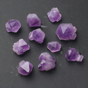 天然紫水晶六棱柱原石擺件骨干水晶小顆粒原礦標本單尖