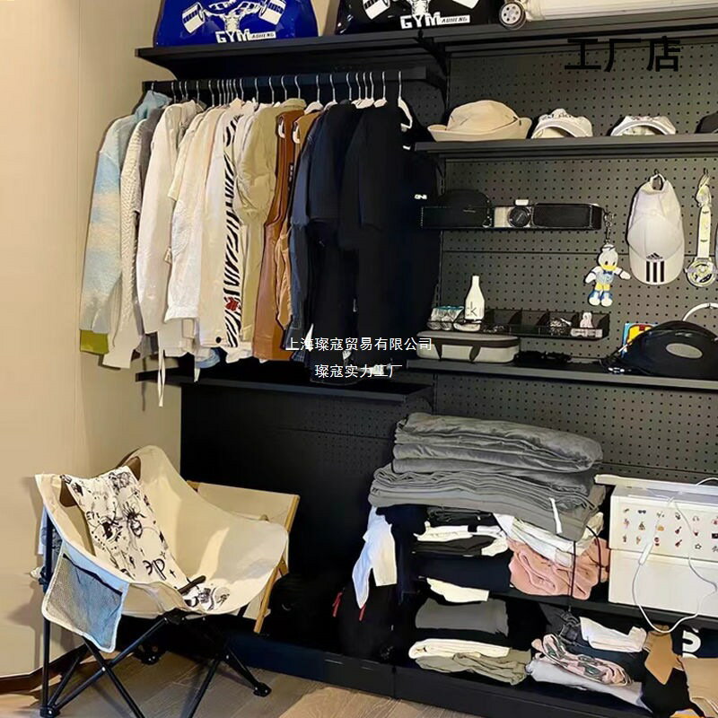 小紅書免打孔洞洞板金屬少女衣帽間收納整理落地衣架DIY簡易衣櫃