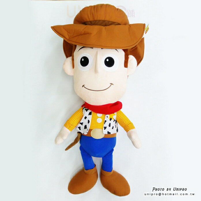 【UNIPRO】迪士尼正版 微笑 胡迪 WOODY 90公分 Q版 大頭 絨毛玩偶 娃娃 玩具總動員 牛仔