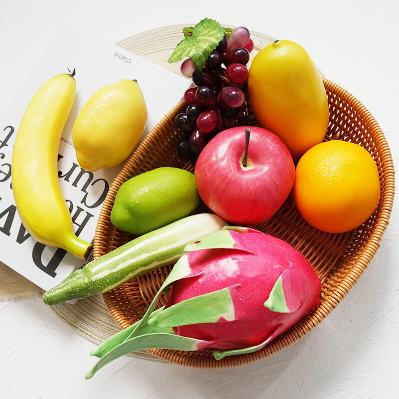 Lmdec假水果裝飾 高仿真水果蔬菜套裝蔬果模型果籃組合 櫥柜擺設
