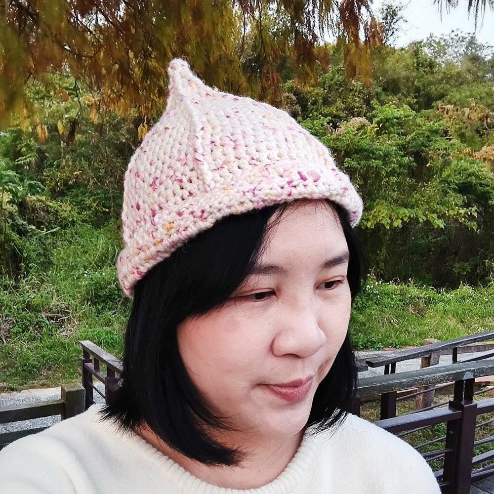 Miranda Handmadex覓品竹北手作店-手工編織羊毛洋蔥帽-粉色